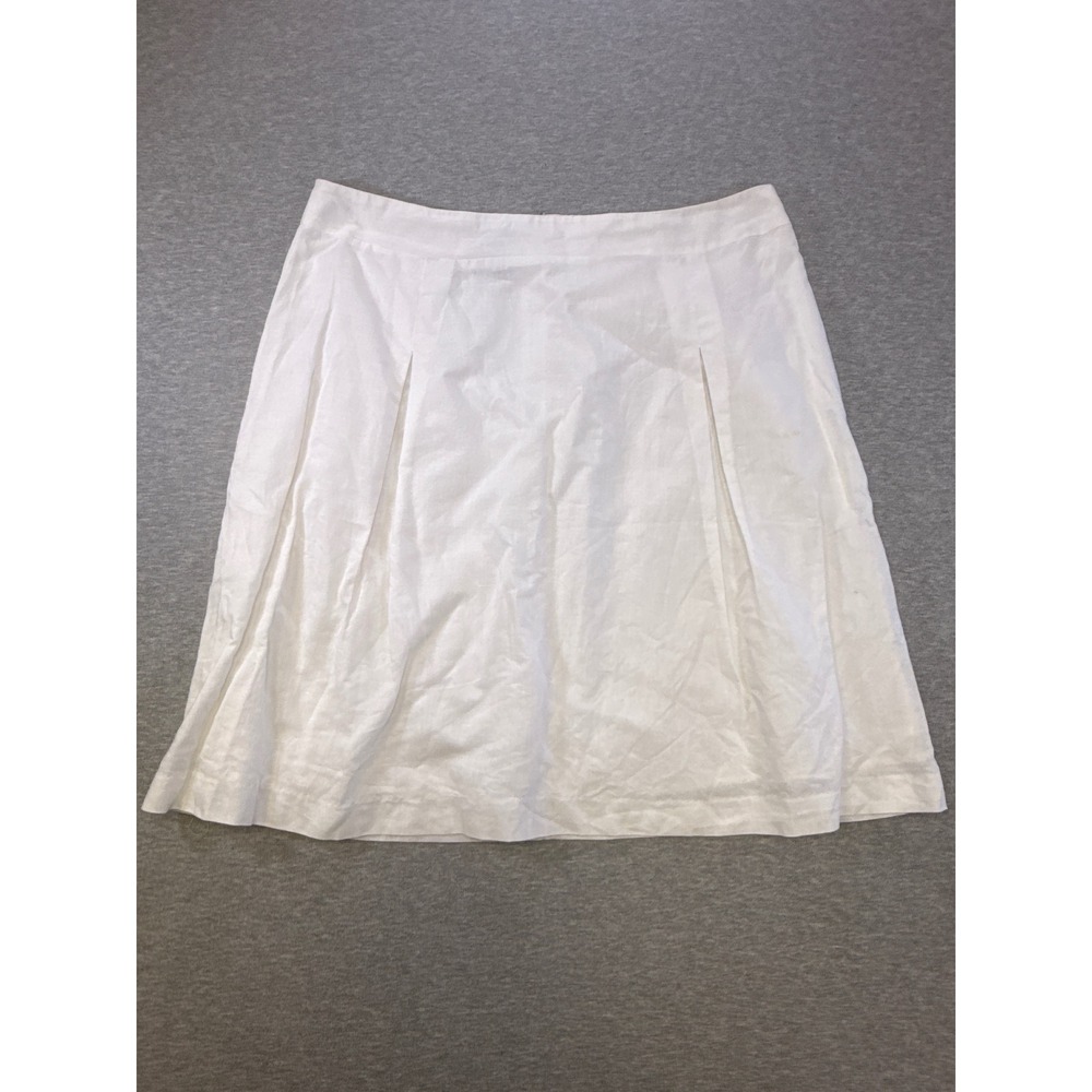 Apostrophe White Linen Blend Pleated Mini Skirt Size 14 Women Summer Casual